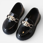 AtelierMocassin Mocassins Enfant en Cuir Verni Noir