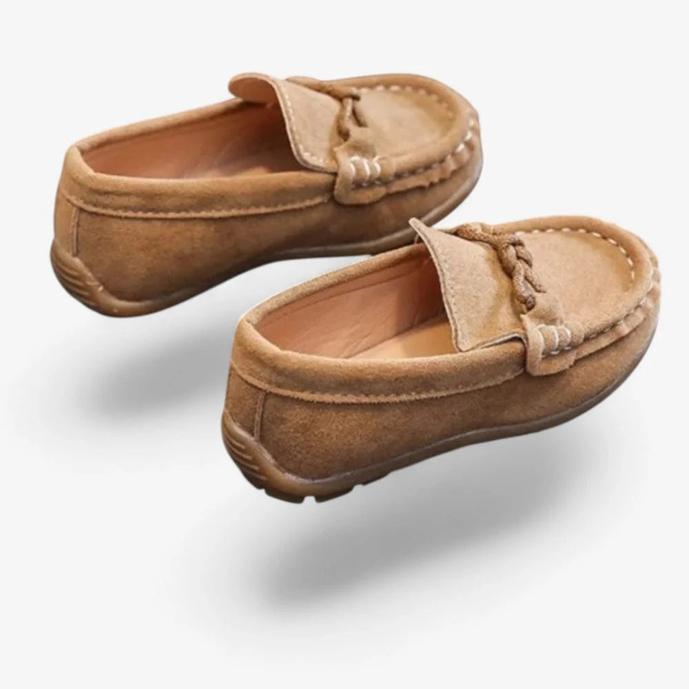 AtelierMocassin Mocassins Enfant en Daim Marron