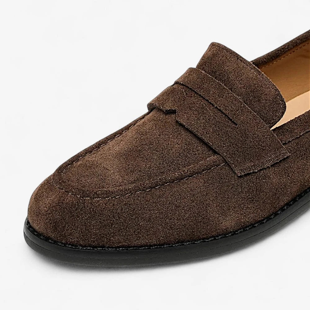 AtelierMocassin Mocassins Femme à Talon en Daim Marron