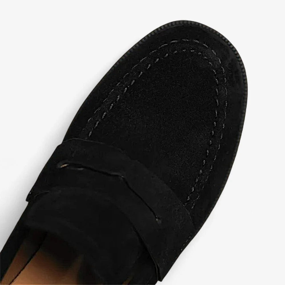 AtelierMocassin Mocassins Femme à Talon en Daim Noir