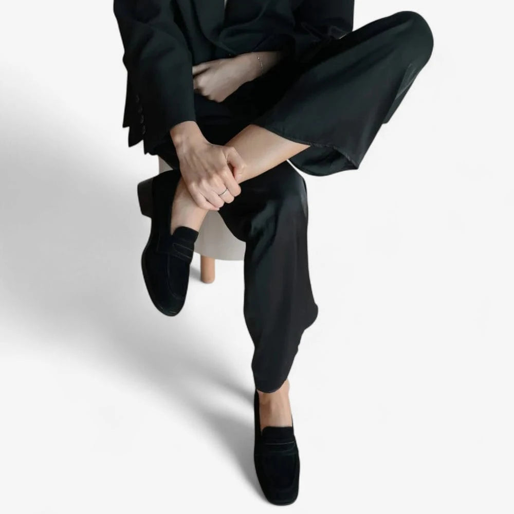 AtelierMocassin Mocassins Femme à Talon en Daim Noir