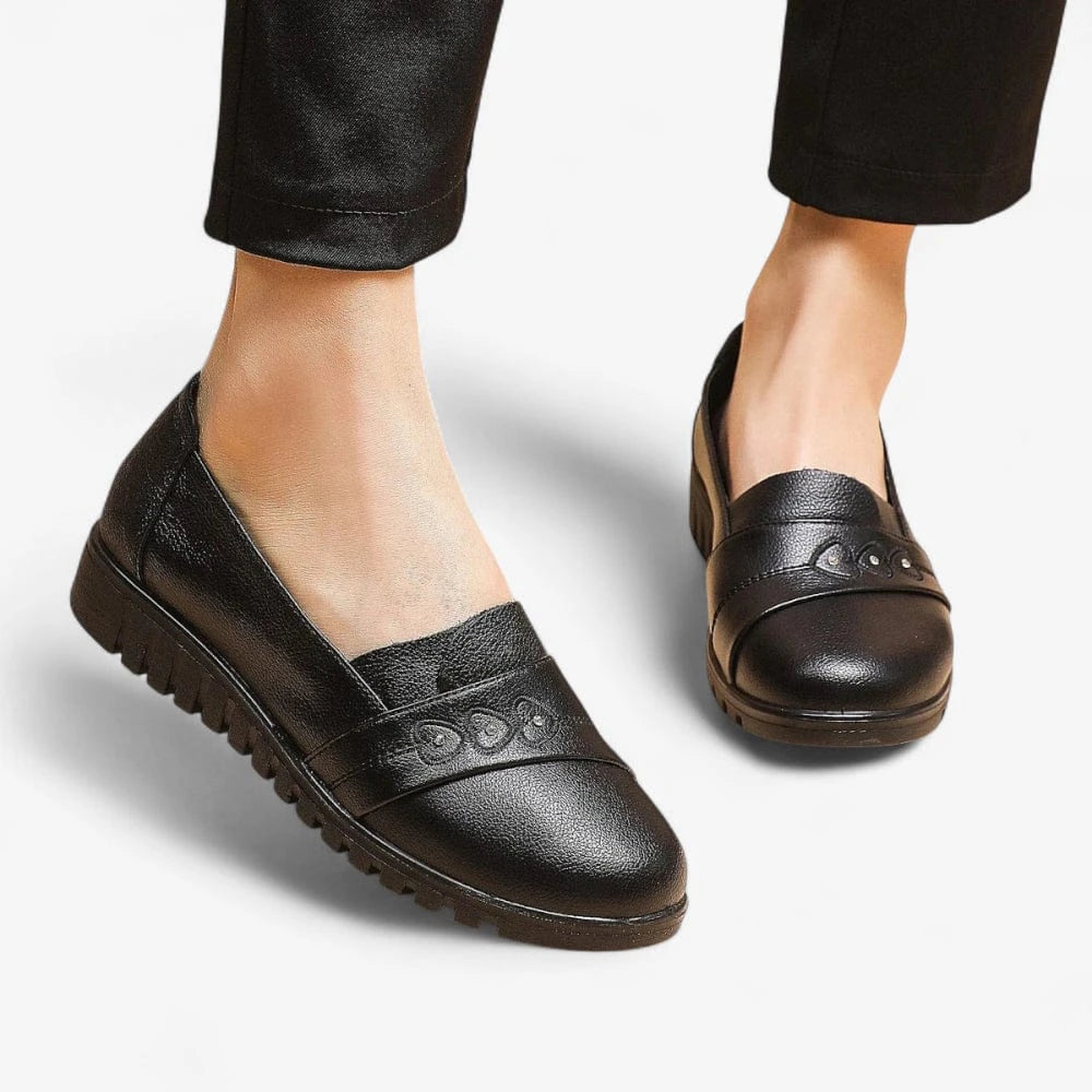 AtelierMocassin Mocassins Femme Compensés en Cuir Noir