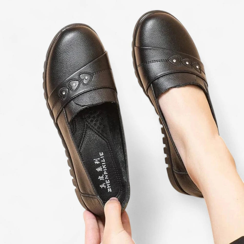 AtelierMocassin Mocassins Femme Compensés en Cuir Noir