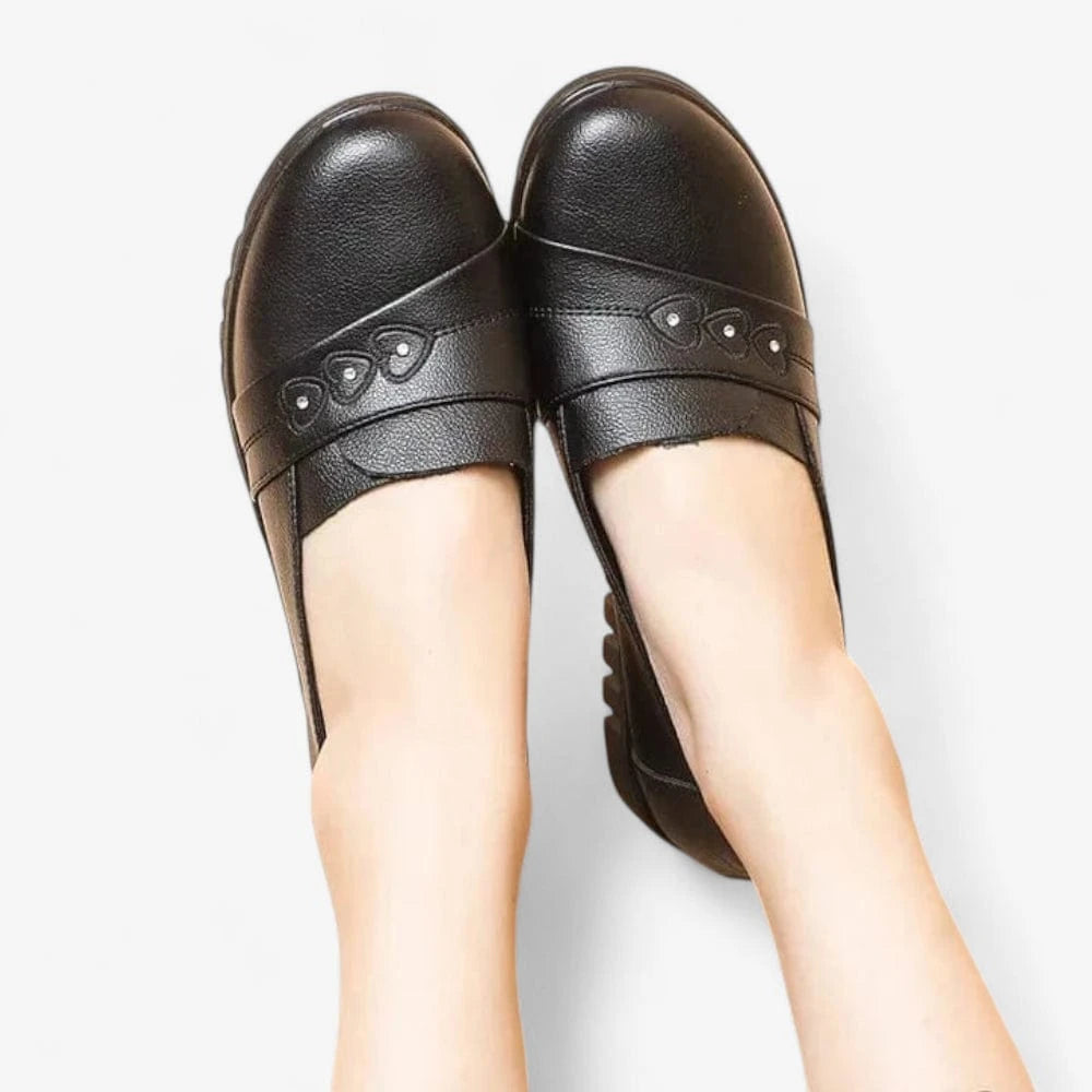 AtelierMocassin Mocassins Femme Compensés en Cuir Noir