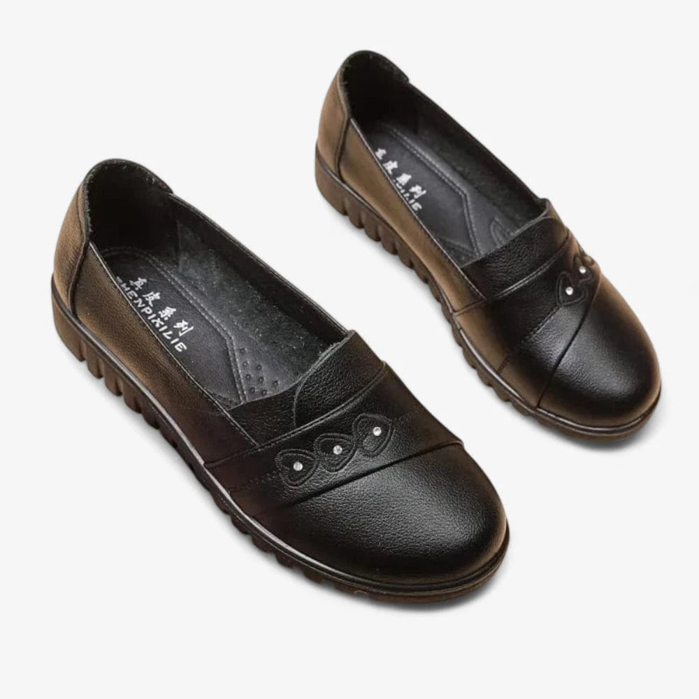 AtelierMocassin Mocassins Femme Compensés en Cuir Noir