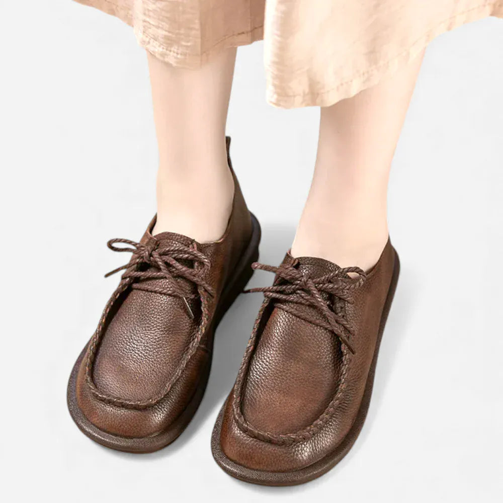 AtelierMocassin Mocassins Femme Derby en Cuir Marron Souple