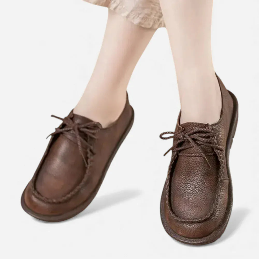 AtelierMocassin Mocassins Femme Derby en Cuir Marron Souple