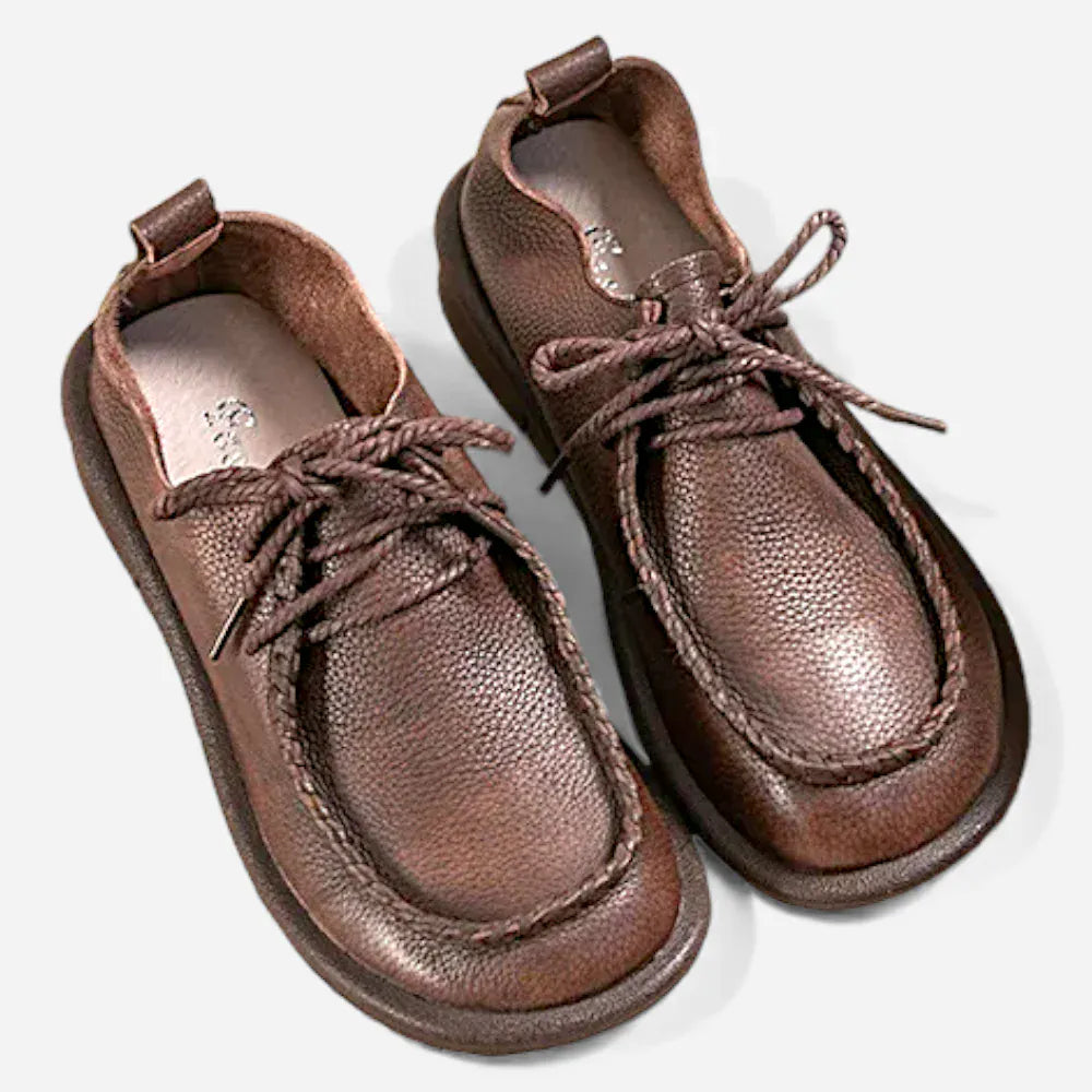 AtelierMocassin Mocassins Femme Derby en Cuir Marron Souple