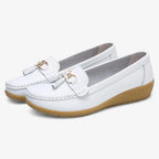 AtelierMocassin Mocassins Femme en Cuir Blanc Souple Tassel Loafer