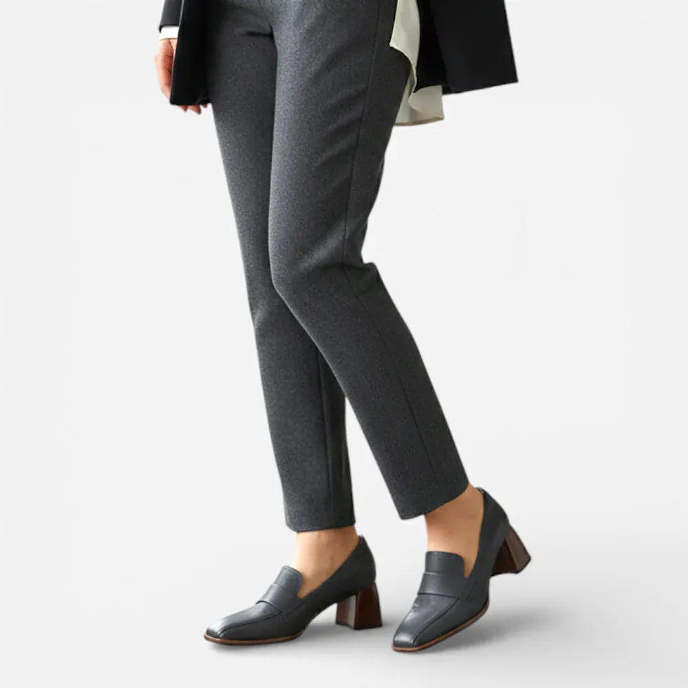 AtelierMocassin Mocassins Femme en Cuir Bleu Marine à Talon