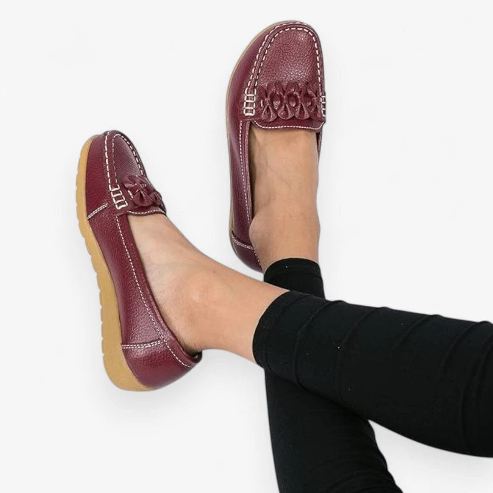 AtelierMocassin Mocassins Femme en Cuir Bordeaux