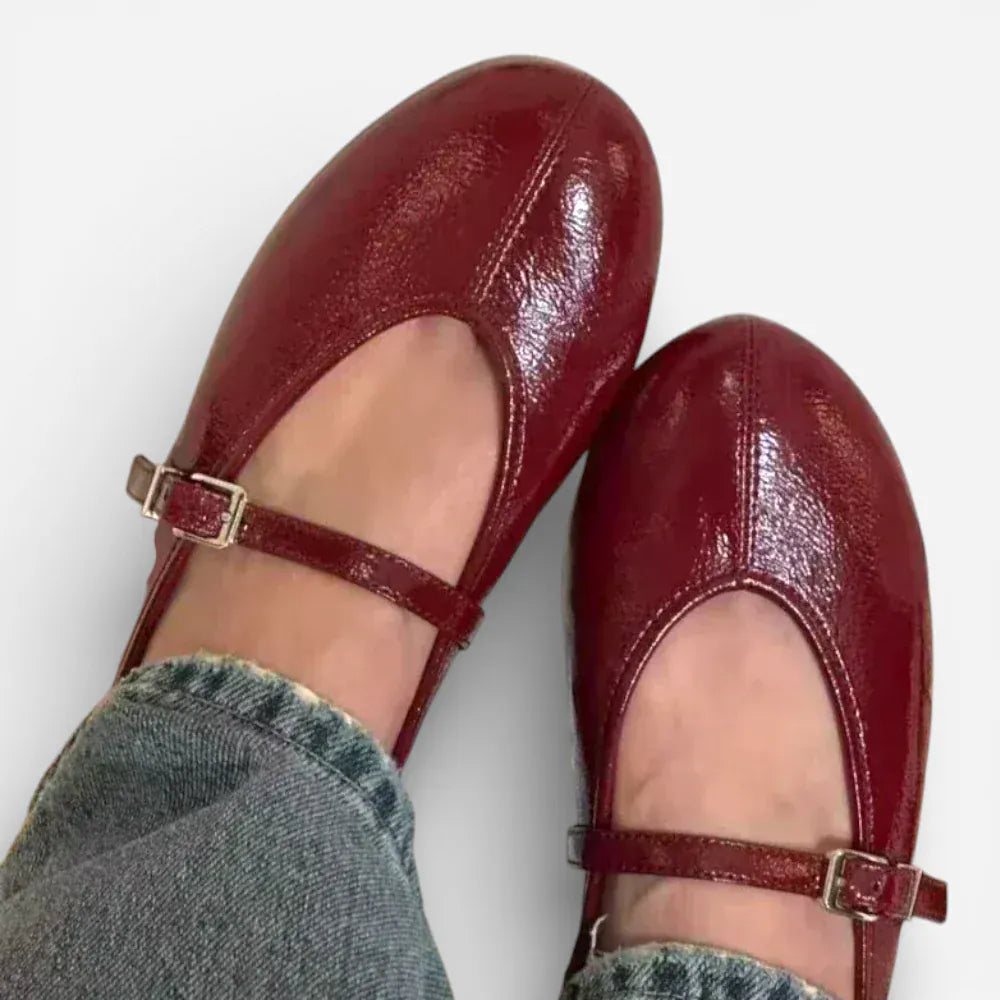 AtelierMocassin Mocassins Femme en Cuir Bordeaux Verni