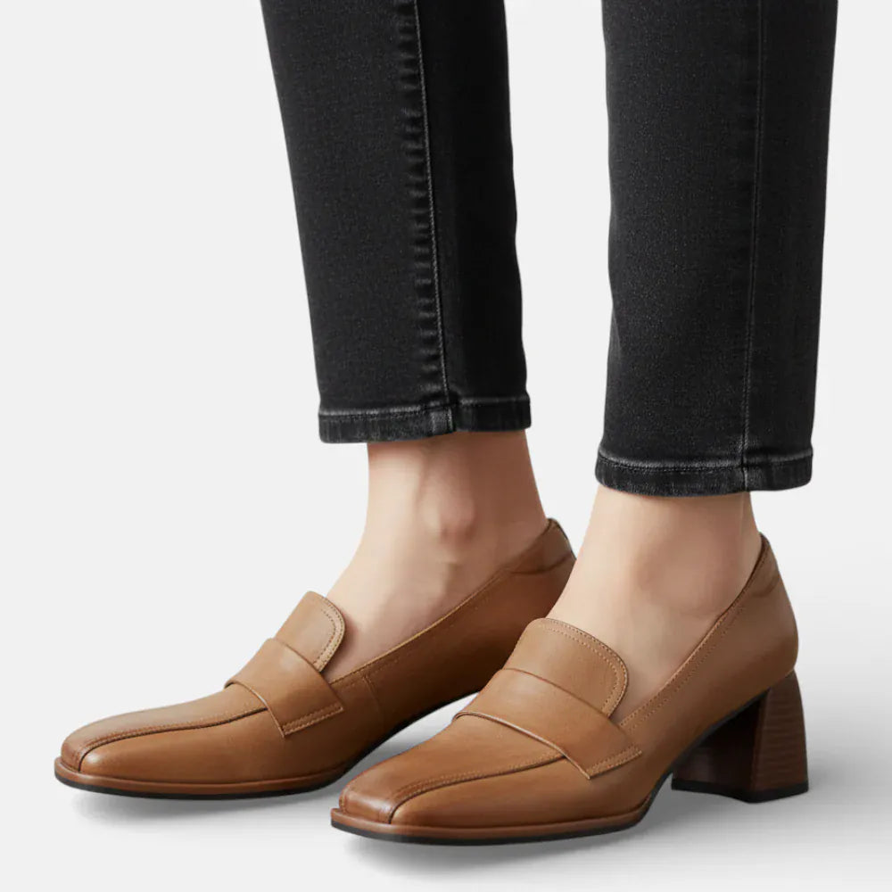 AtelierMocassin Mocassins Femme en Cuir Marron à Talon