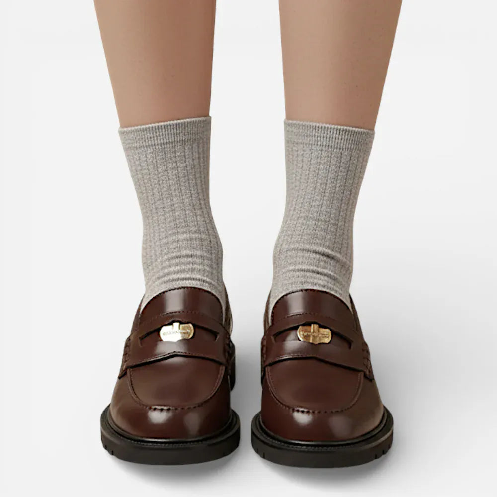 AtelierMocassin Mocassins Femme en Cuir Marron Penny Loafer