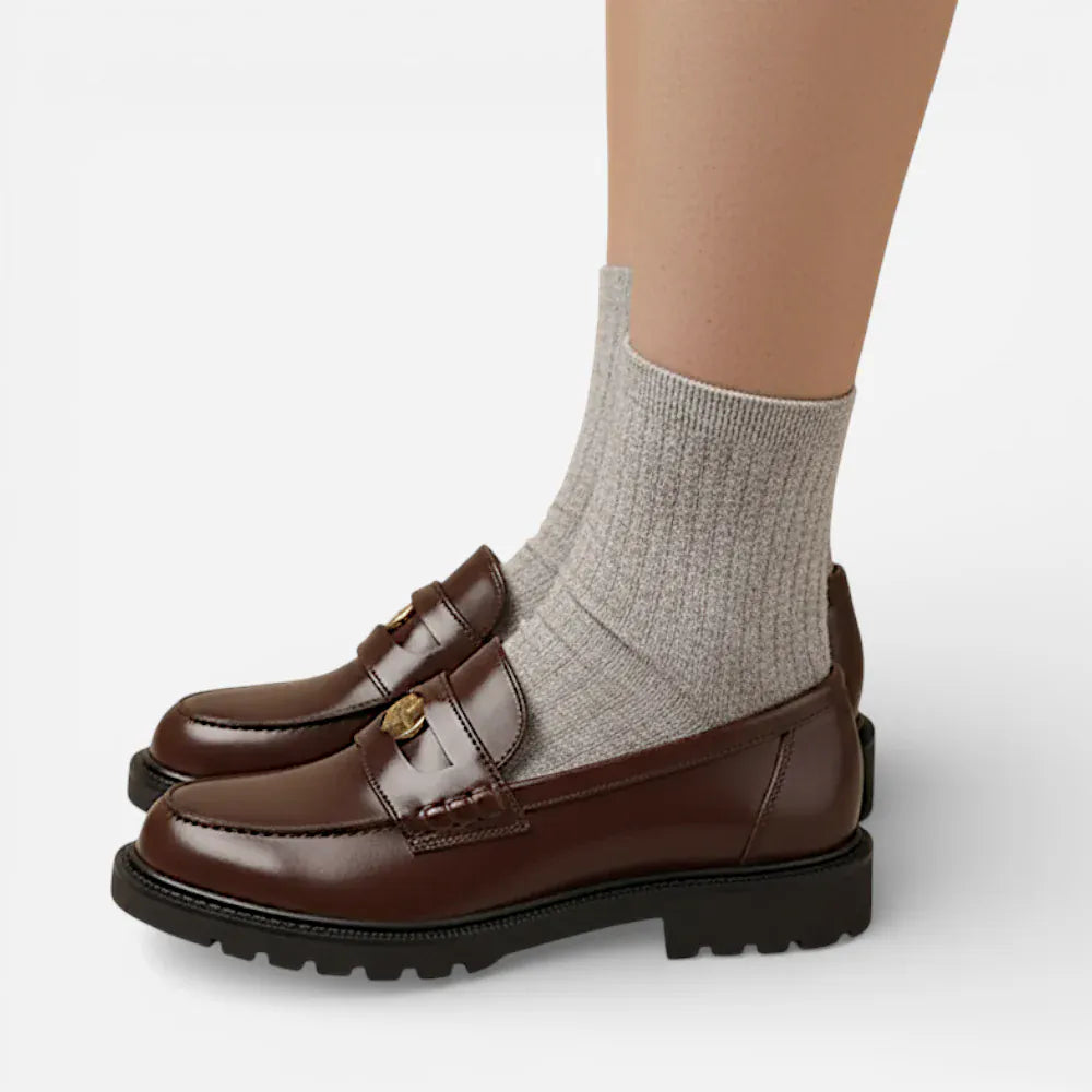 AtelierMocassin Mocassins Femme en Cuir Marron Penny Loafer