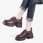 AtelierMocassin Mocassins Femme en Cuir Marron Plateforme