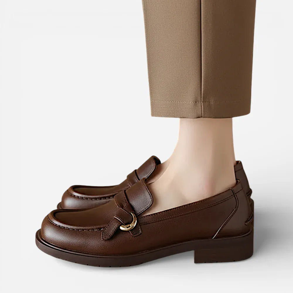 AtelierMocassin Mocassins Femme en Cuir Marron Slip-On