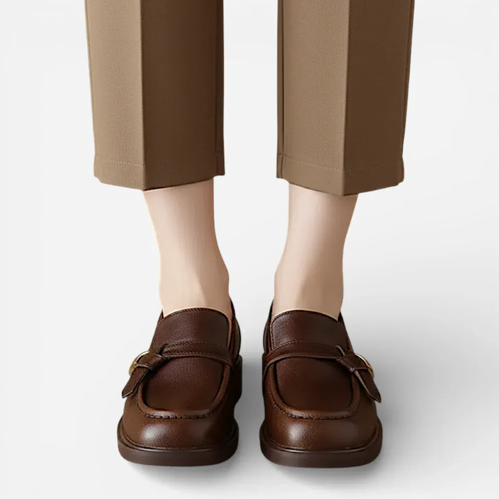 AtelierMocassin Mocassins Femme en Cuir Marron Slip-On