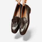 AtelierMocassin Mocassins Femme en Cuir Marron Tassel Loafer