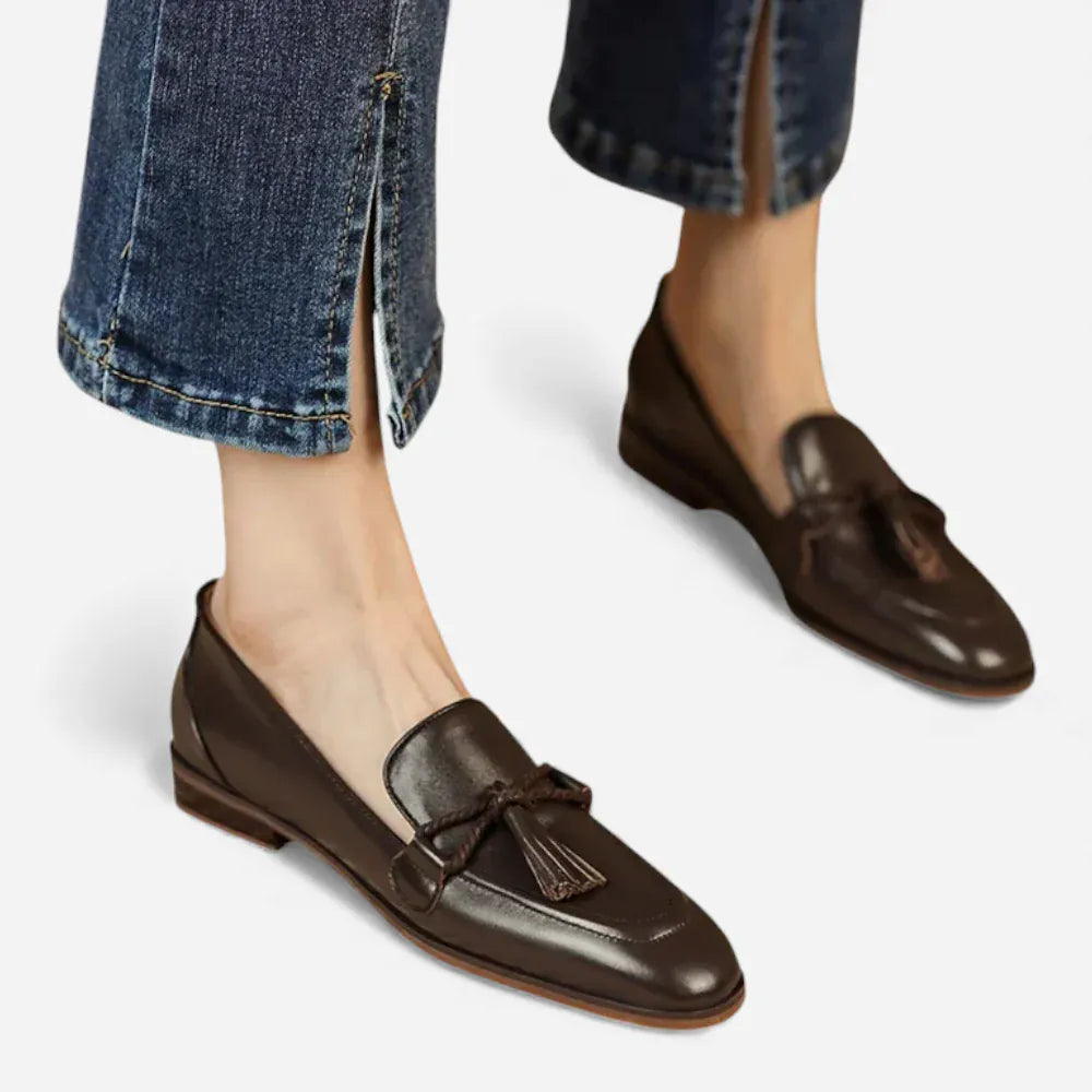 AtelierMocassin Mocassins Femme en Cuir Marron Tassel Loafer