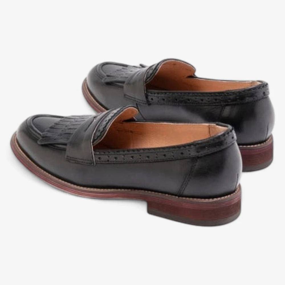 AtelierMocassin Mocassins Femme en Cuir Noir à Franges