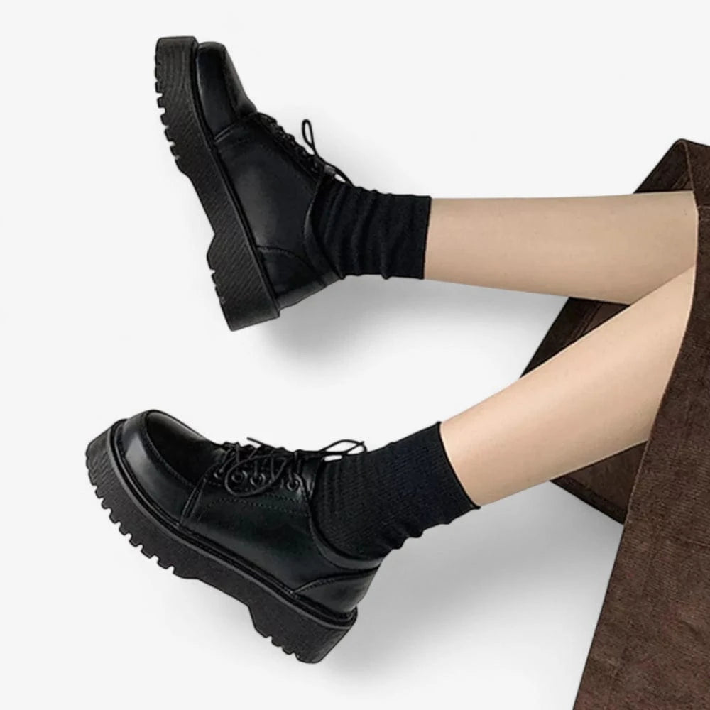 AtelierMocassin Mocassins Femme en Cuir Noir à Plateforme