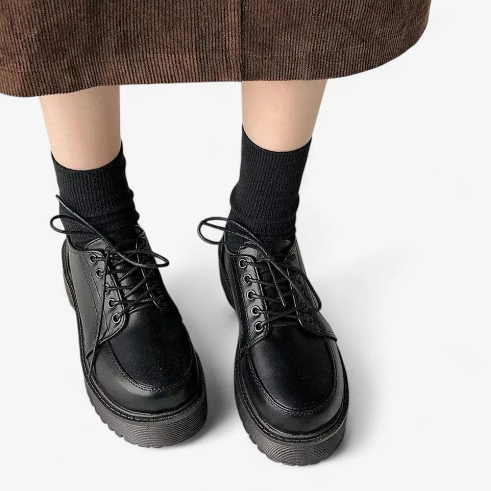 AtelierMocassin Mocassins Femme en Cuir Noir à Plateforme