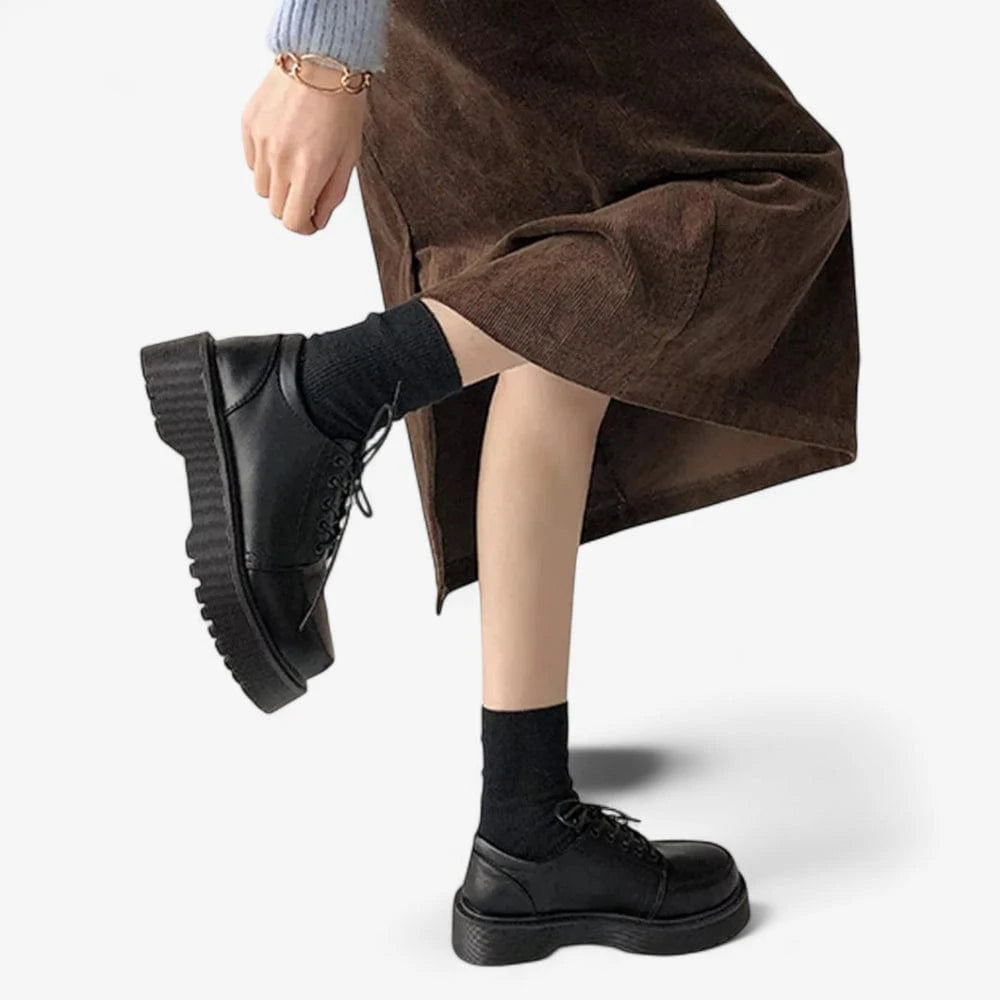 AtelierMocassin Mocassins Femme en Cuir Noir à Plateforme