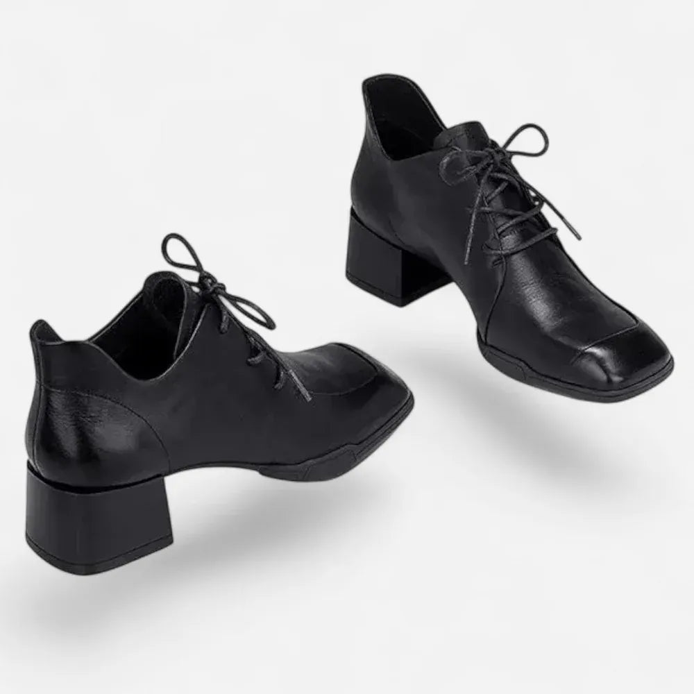 AtelierMocassin Mocassins Femme en Cuir Noir Derby à Talon