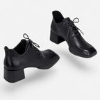 AtelierMocassin Mocassins Femme en Cuir Noir Derby à Talon