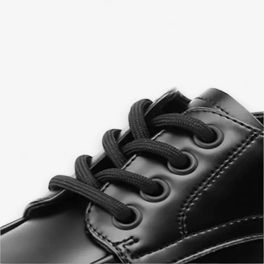 AtelierMocassin Mocassins Femme en Cuir Noir Plateforme à Lacets