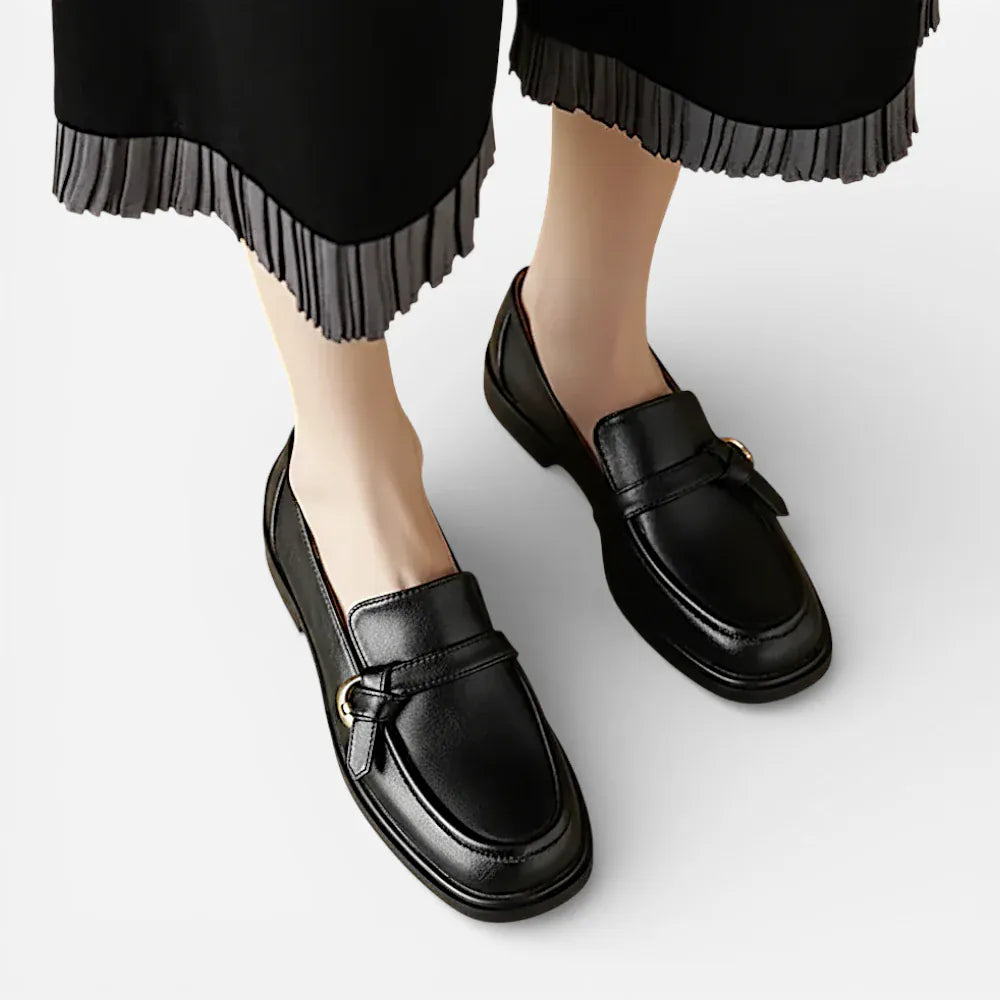 AtelierMocassin Mocassins Femme en Cuir Noir Slip-On