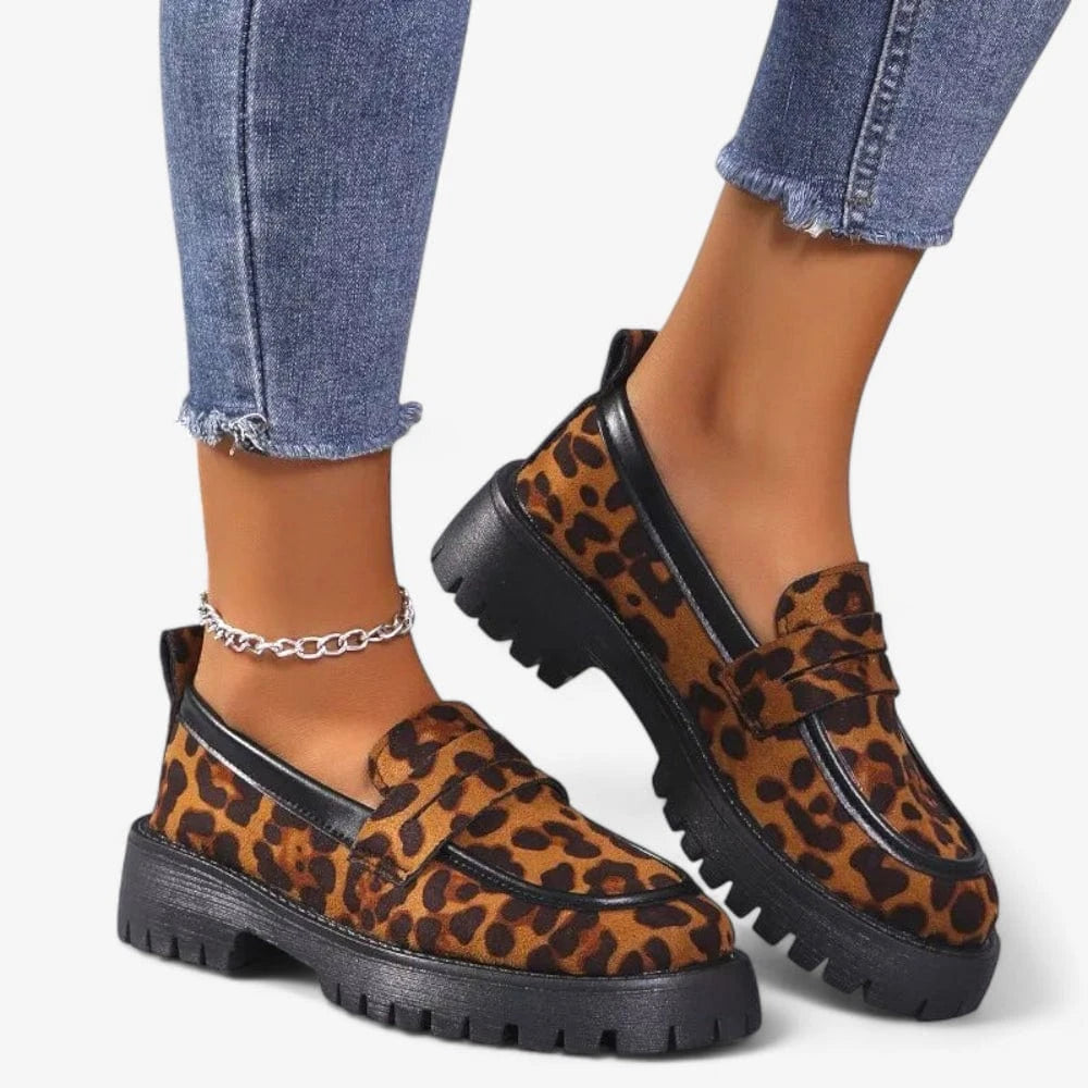 AtelierMocassin Mocassins Femme en Daim Léopard à Plateforme