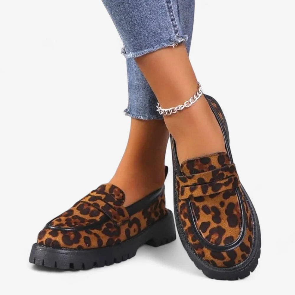 AtelierMocassin Mocassins Femme en Daim Léopard à Plateforme