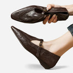 AtelierMocassin Mocassins Femme en Peau de Mouton Marron avec Sangle