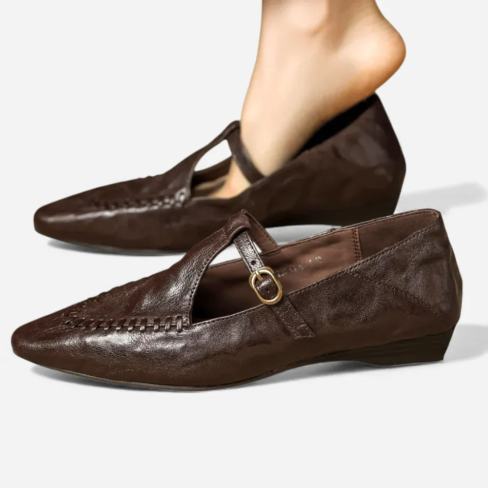 AtelierMocassin Mocassins Femme en Peau de Mouton Marron avec Sangle