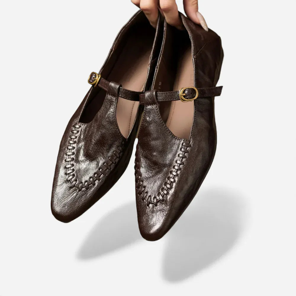 AtelierMocassin Mocassins Femme en Peau de Mouton Marron avec Sangle