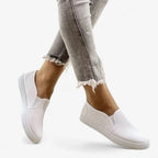 AtelierMocassin Mocassins Femme en Toile Blanc Antidérapant