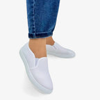 AtelierMocassin Mocassins Femme en Toile Blanc Antidérapant