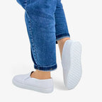 AtelierMocassin Mocassins Femme en Toile Blanc Antidérapant