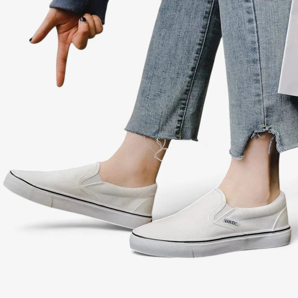 AtelierMocassin Mocassins Femme en Toile Blanc Plateforme Souple