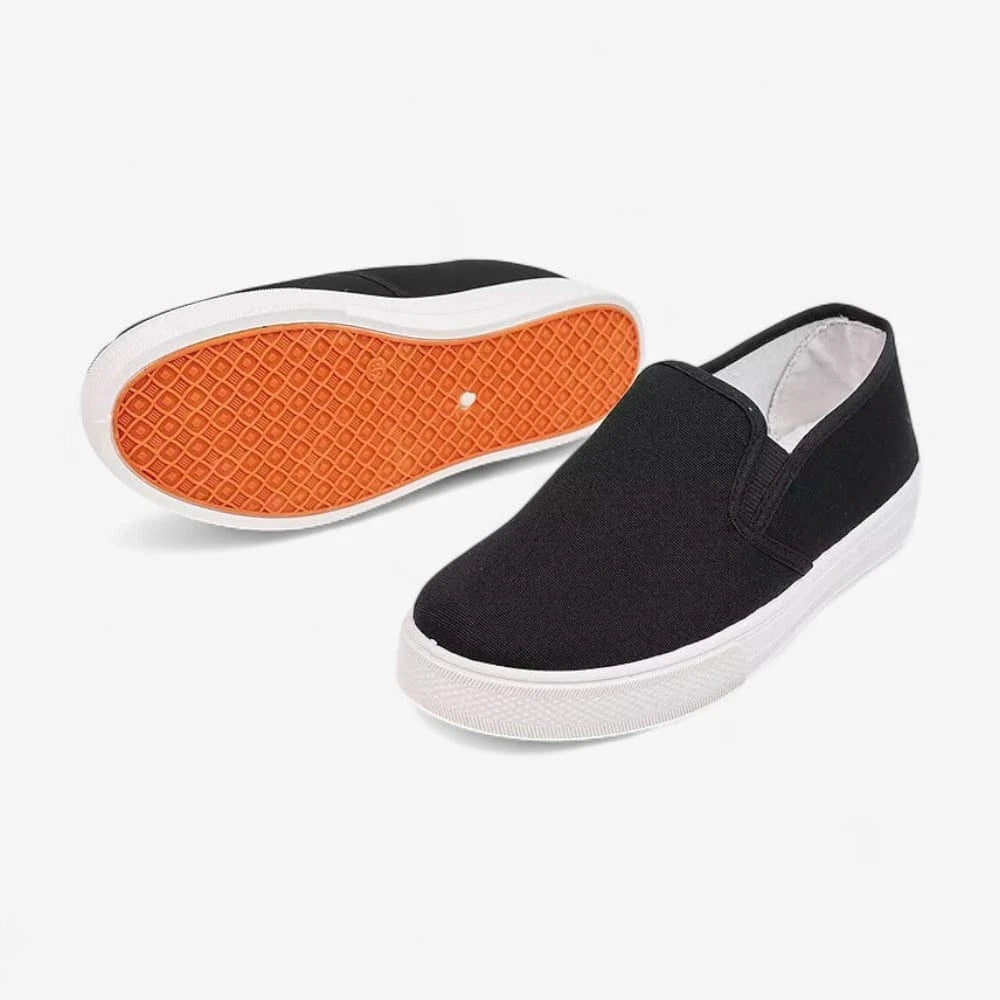 AtelierMocassin Mocassins Femme en Toile Noir Antidérapant