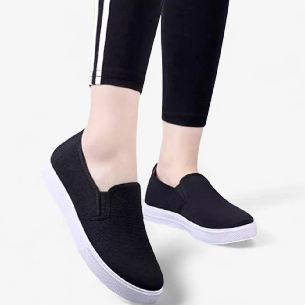 AtelierMocassin Mocassins Femme en Toile Noir Antidérapant