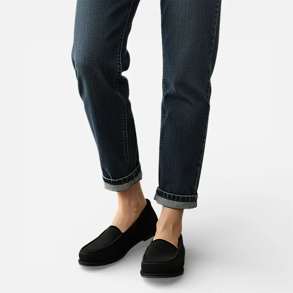 AtelierMocassin Mocassins Femme Hiver en Laine Noire à Fourrure