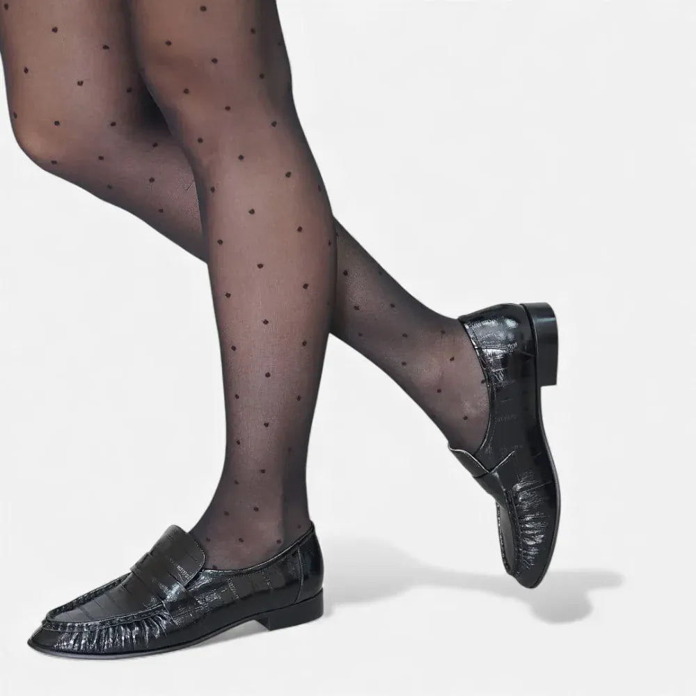 AtelierMocassin Mocassins Femme Penny Loafer en Cuir Noir