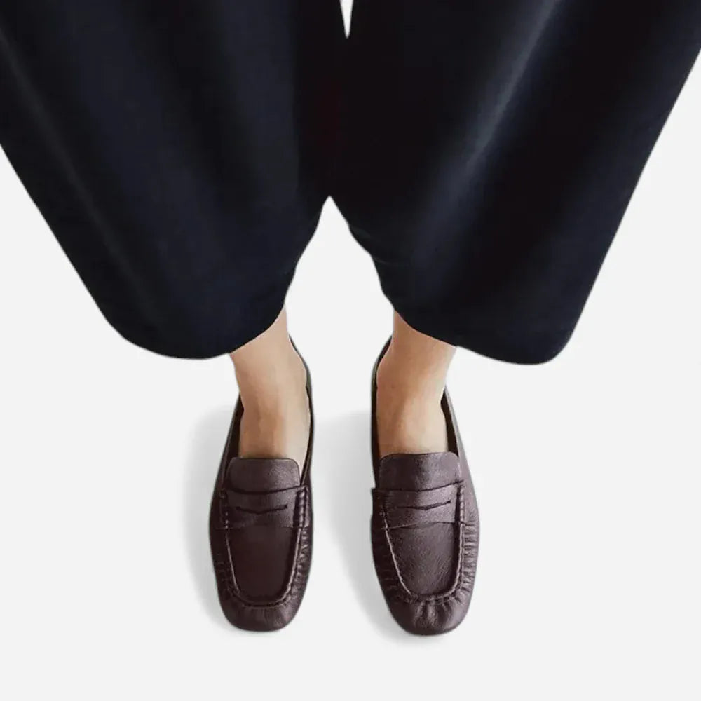 AtelierMocassin Mocassins Femme Penny Loafer Souples en Cuir Marron