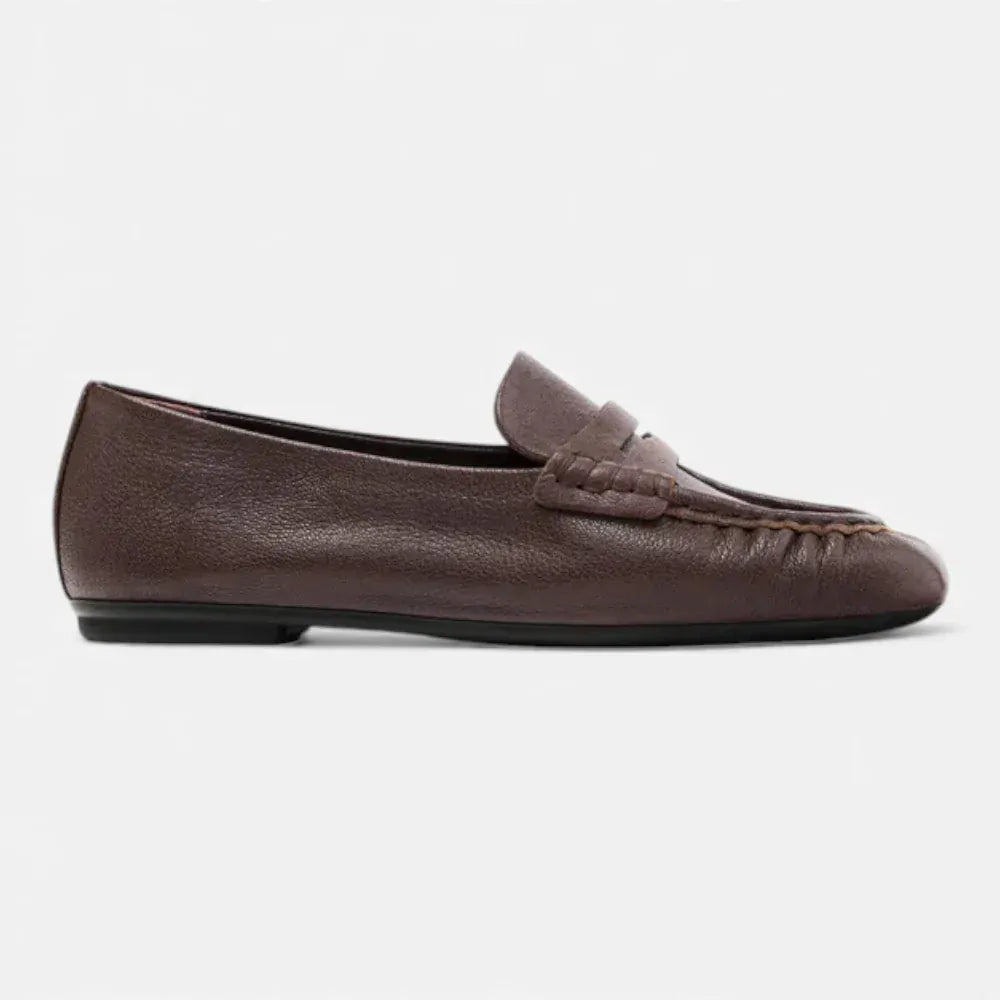 AtelierMocassin Mocassins Femme Penny Loafer Souples en Cuir Marron