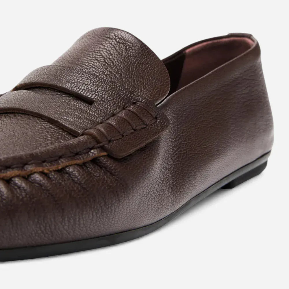 AtelierMocassin Mocassins Femme Penny Loafer Souples en Cuir Marron