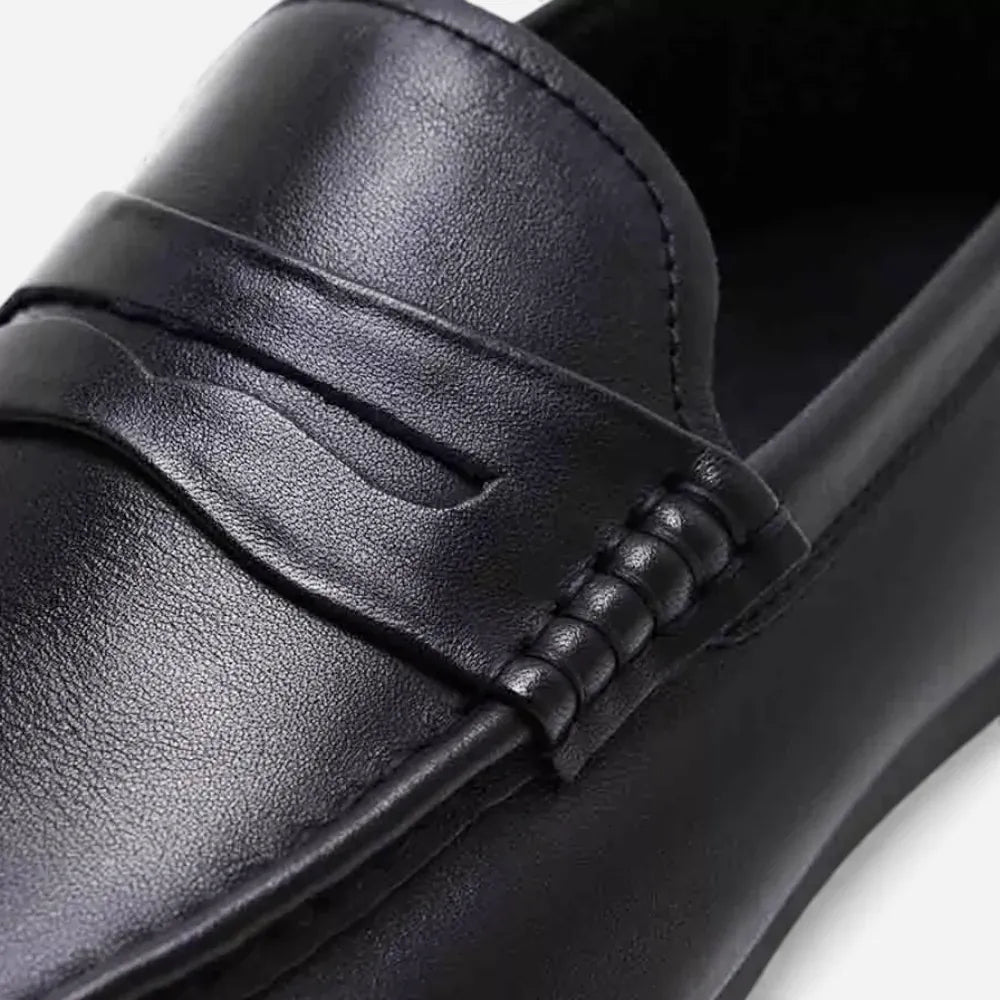 AtelierMocassin Mocassins Femme Penny Loafer Souples en Cuir Noir