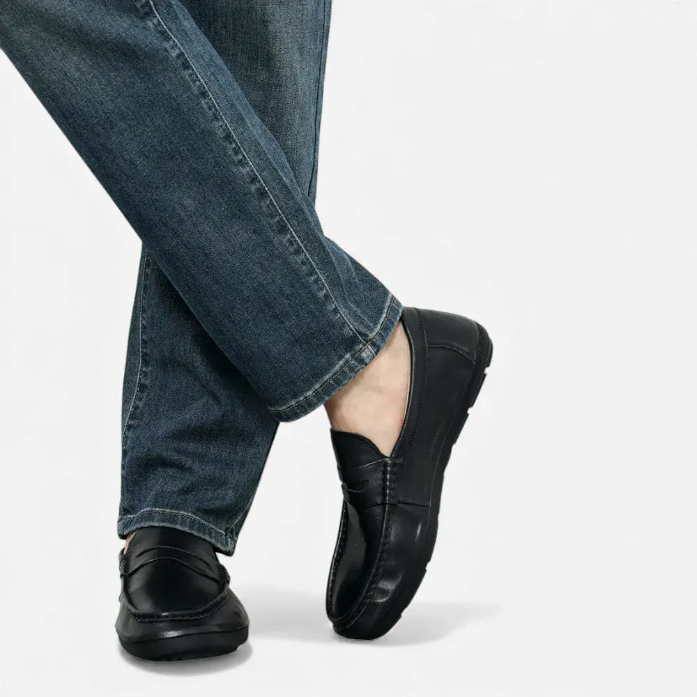 AtelierMocassin Mocassins Femme Penny Loafer Souples en Cuir Noir